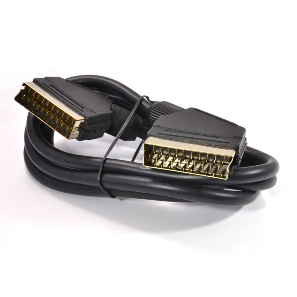 Scart Cable 21 Pins Connected Lead Connectors 1.5M Black/Gold 5055383402656