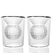 2pcs Shot Glass Set 2 Oz Double-Walled Borosilicate Glasses for Whiskey & Tequila, Perfect Lover Gift