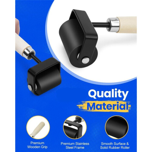 Brayer Rollers for Crafting, Brayer Roller for Printmaking, Wooden Handle Durable-Rubber Glue Roller for Ink,Paint,Great 2