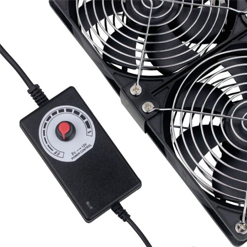 3x120mm Computer Fan with AC 100V-240V Speed Controller for Cabinet Cooling Server Workstation Cooling US Plug 2