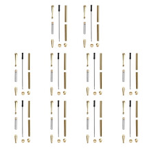 Kit de 10 Stylos Slimline 7 mm avec Recharges, Couleurs Assorties, Fournitures pour Tour à Bois DIY pour Loisirs Créatifs, Cadeaux, Or
