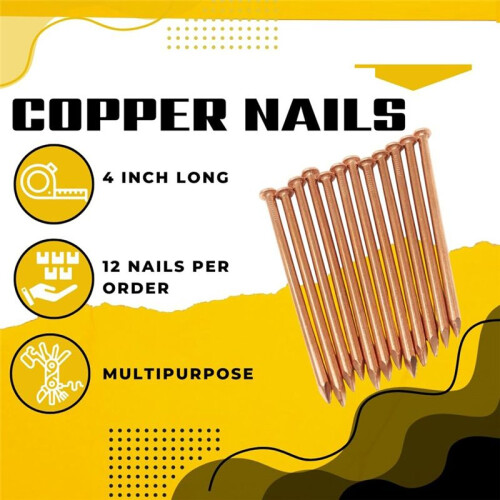 12Pack Copper Nails for Killing Trees Stump Root 4inch, Copper Nails, Stump Removal Spikes Hardware Nails for Trees 2