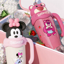 Geïsoleerde Tumbler met Deksel, Rietje en Handvat 800ML Lekvrije Geïsoleerde Fles Verjaardag Valentijnsdag Cadeaus Minnie