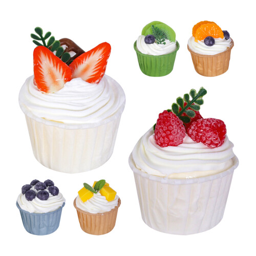 12Pcs Realistic Fake Cupcake Models PU Material Assorted Color Display 2