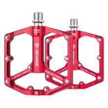 GEWAGE Pédales de Vélo Monobloc en Alliage D'Aluminium CNC Ultralégères, Roulement Scellé, Accessoires pour Pédales de Vélo, Rouge