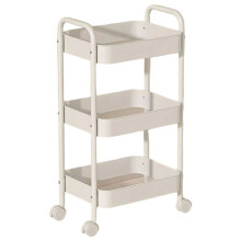 3-Tier Kitchen Cart with Wheels, Multifunctional Mobile Storage Snack Rack for Bedroom Living Room B