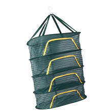 Herbal Drying Net 4 Layer Foldable U Zipper Mesh Plant Dryer Dark Green 75cm