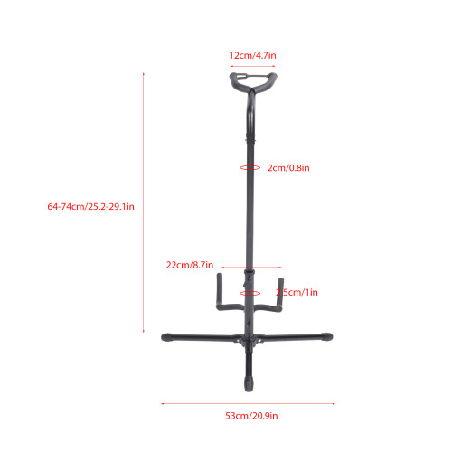Folding Iron Tripod Guitar Stand Black, Adjustable 64-74cm 1