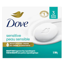 Dove Sensitive Skin Beauty Bar Soap Fragrance Free 3 Bars (106 g) Each