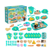 33pcs  House Kitchen Toy Set Children Tea Party  Set for Kids, Role Playing Toy with Dessert and Tableware Green