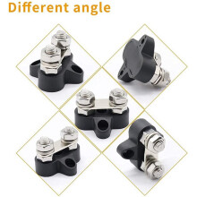4X Terminalblocksbultar M8 48V Junction Block Bus Bar Dual Heavy Duty Power Distribution Stud för Lastbil RV Båt, Svart
