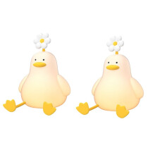 2 Peças Flower Duck Night Light 3 Cores Silicone Night Lights USB Recarregável Temporização Lâmpada de Toque de Cabeceira