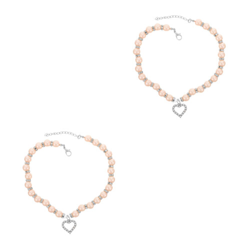 2Pièces Collier Pet Multi Couleurs Perles Artificielles 2