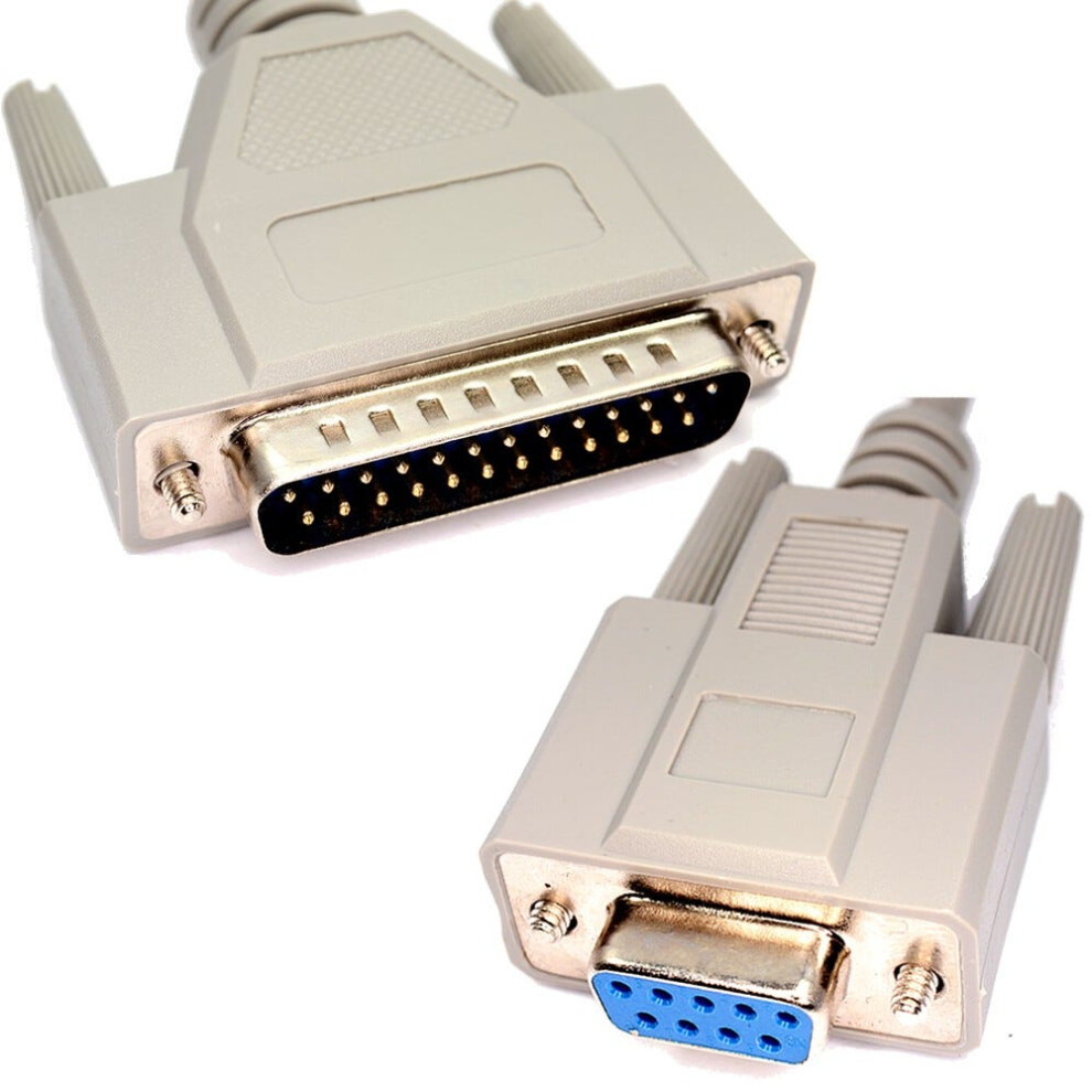 Kenable Female 9 Pin Serial Rs232 To Male 25 Pin Pc To Pc Cable Lead 2M