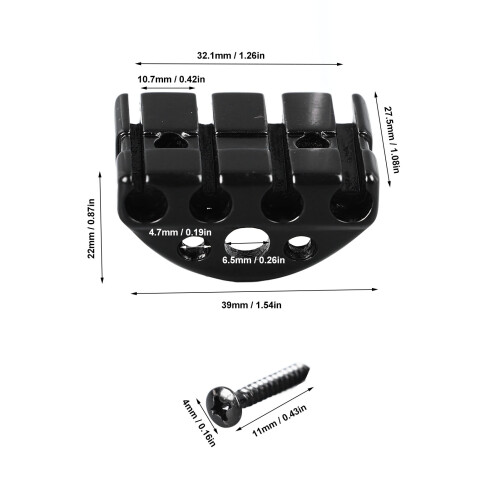 Headless Metal Bass String Locking Nut 39mm Black for Performance Show 1