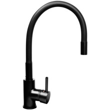 Torneira de cozinha - PYRAMIS - FLESSI - Preto fosco - Bico flexível de borracha - Altura ajustável 260–440 mm