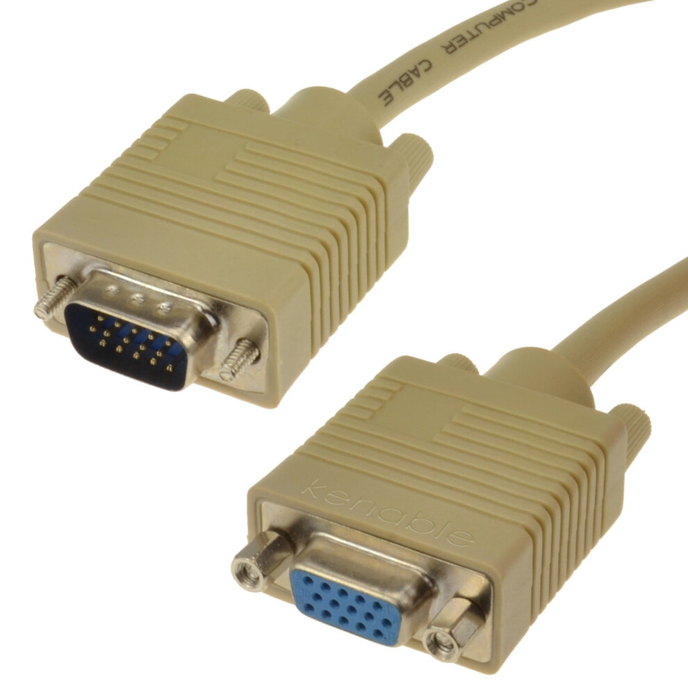 Kenable Svga Cable Hd15 Extension Lead Male To Female 0.5M Beige