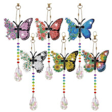 6 Pezzi Girandola un Vento Pittura DIY Campanella un Vento Pittura su Due Lati Ornamento da Appendere per Girandola da Giardino Farfalla