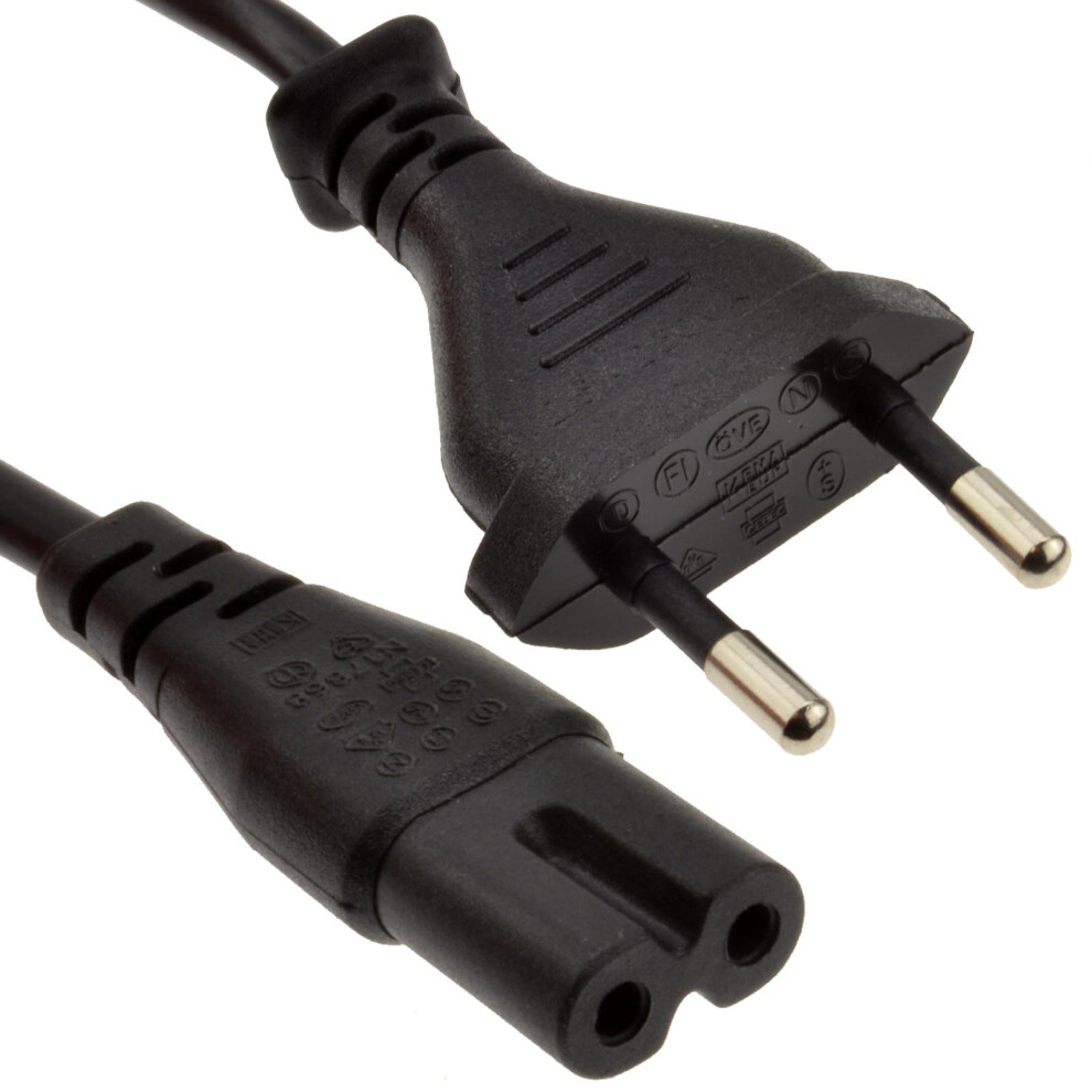 Power Cable 2 Pin Eu Euro Plug To C7 (Figure 8) 0.75Mm Lead 2M Black 5055383443635