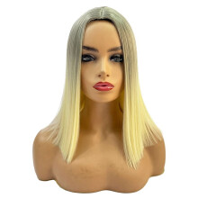WIND FLYING Europe United States Wig Woman Chemical Fiber Medium-Length Straight Hair Wig Covering Blonde Elegant Wig