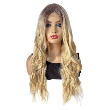 WIND FLYING Wigs Forehead Lace Net Red Long Wig Blonde Chemical Fiber Wig Full Set Female Long Hair Wigs