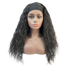 WIND FLYING 22 Inches Ice Hair Band Wig Black Wig Women Long Curly Hair Full Set Fluffy Whole Top Chemical Fiber Hair Wig