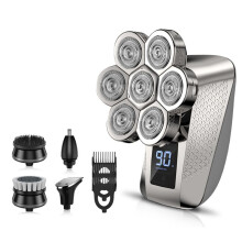 7D Rotary  Shavers for Bald Men, Waterproof IPX7, 5-In-1 Grooming Kit, Wet/Dry Shaver with LED Display