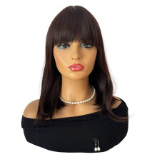 WIND FLYING 14 Inches Black Brown Short Hair Bob Wig Non Permed Applicable Any Face Shape Elegant and Easy to Wear Universal Wig