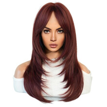 64cm European and American Simulation Wig Female Long Hair Center Parted Full  Set Long Hair Female Set  Wig,A