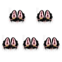 5Paires Oreilles Décoratives Noires Peluche Casque Moto Femme Original