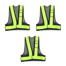 3Pièces Gilet Noir Réfléchissant Ajustable Haute Visibilité