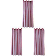 3Pcs Pink Window Curtain Blackout Decorative for Home Living Room Use
