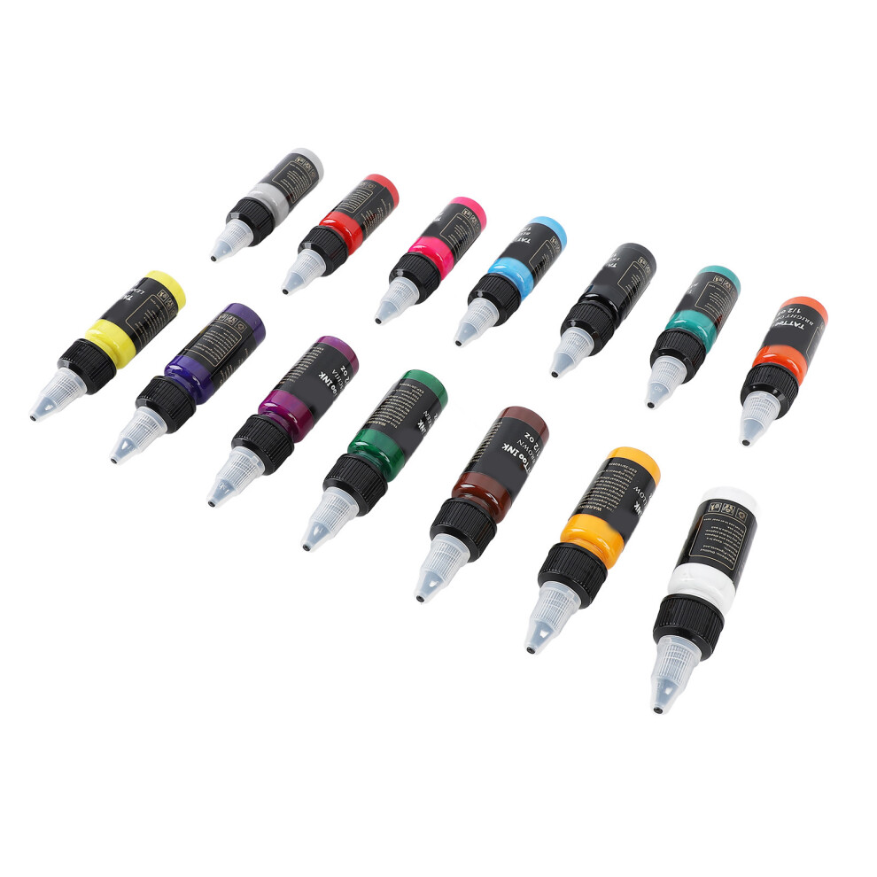 14-Color Tattoo Ink Set 15ml Vibrant Long-Lasting Practice Pigments