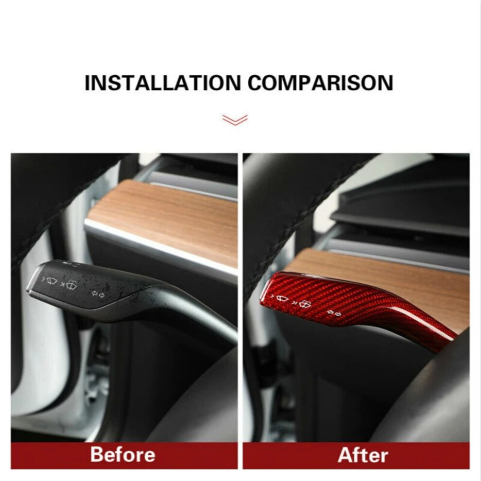 2Pcs Carbon Fiber Gear Shift Cover For Tesla Model 3 Y 2017-2023 Gloss Red 9471386472698