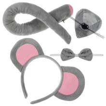 3Ensembles -Têtes Souris Gris En Tissu Pour Fête Cosplay Enfants