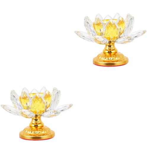 2Pcs Lotus Tea Light Holder Crystal Candlestick for Buddha 2