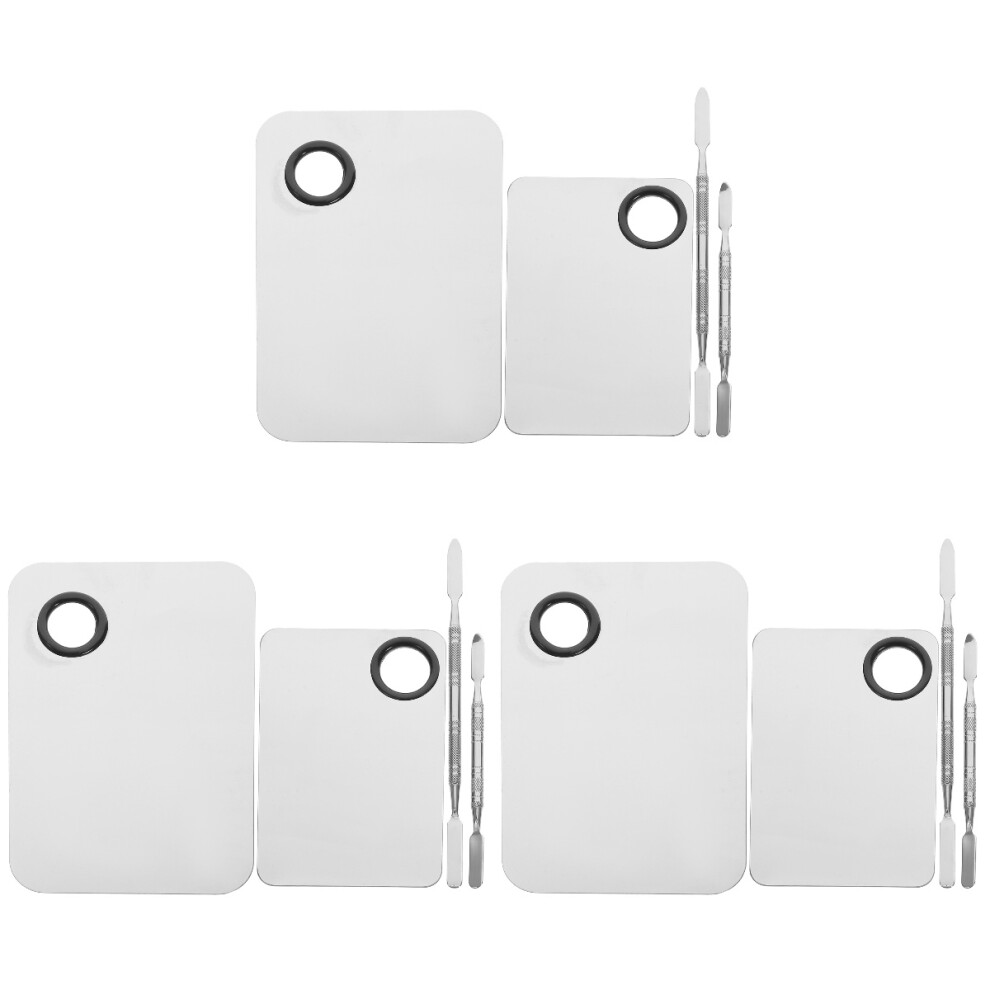 Happyyami 6Sets Compact Stainless Steel Foundation Mixing Palette For Manicures