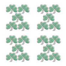 20Pcs Sew-on Acrylic Lucky Leaf Shamrock Patches for Jackets and Hats