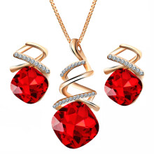 Kristall Wassertröpfchen Halskette Mit Ohrring-Set