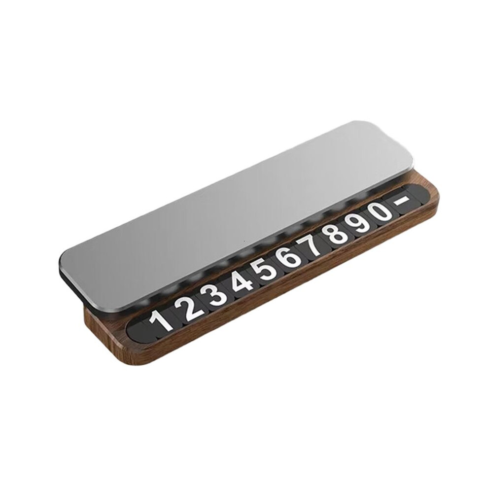 Universal Hidden Phone Number Card Car Temporary Parking Plate Metal Walnut Car-Styling Auto Accessories B 4713427194820