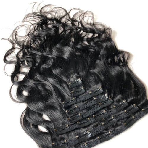Grampos de Onda de Água em Extensões de Cabelo, Cor Natural, Peruca de Cabelo, Clipe de 10 Polegadas.