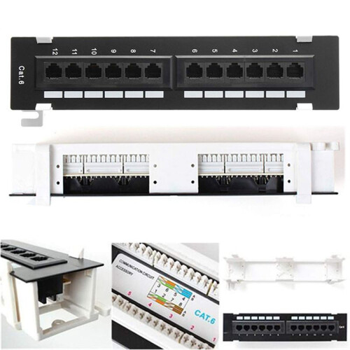 Network Tool Kit 12 Port CAT6 Patch Panel RJ45 Networking Wall Mount Rack with Surface Wall Mount Bracket 2