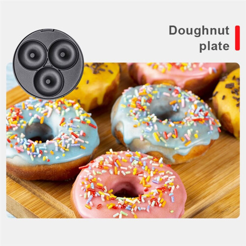 Multifunctional Waffle Cake Maker Non-Stick Skillet Donut Maker Double-Sided Heating Home Breakfast Machine B EU Plug 2