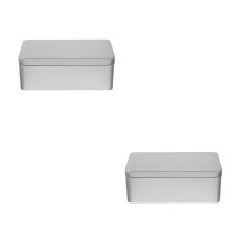 2Pièces Boîte De Rangement Rectangulaire Argentée En Tôle Robuste