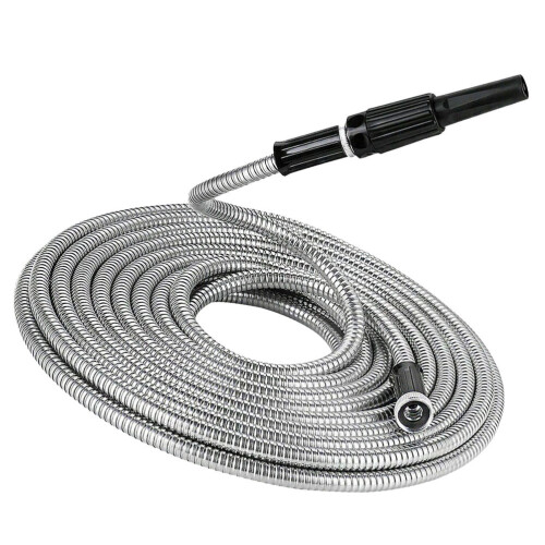 2Pcs Silver Water Hose Garden Use Stainless Steel Outer Layer Durable 2