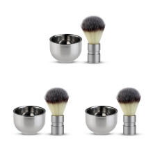 3Pcs Beard Brush and Double Layer Heat Insulated Shaving Mug for Men