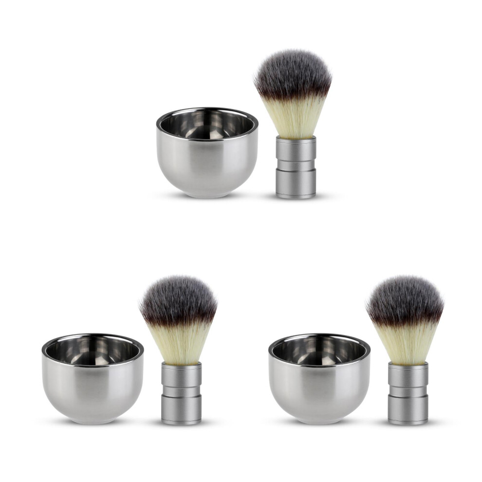 Vaguelly 3Pcs Beard Brush And Double Layer Heat Insulated Shaving Mug For Men