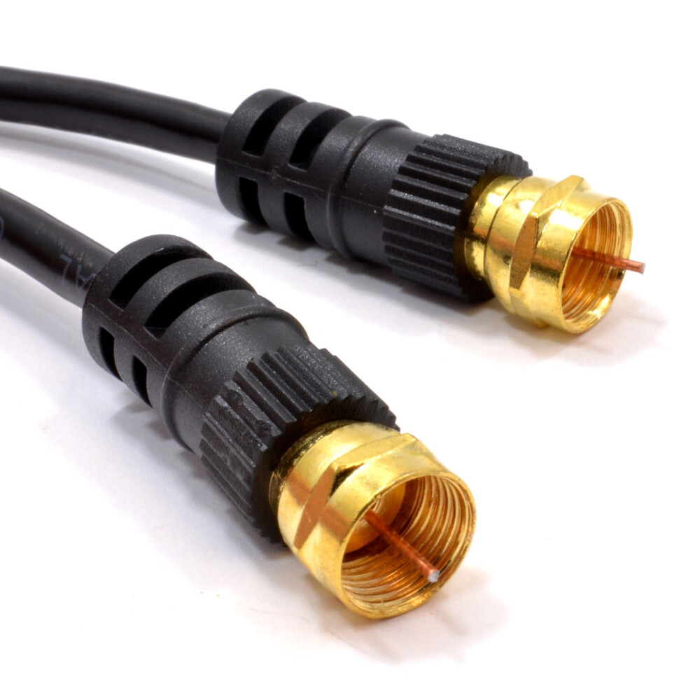 Kenable Satellite F Connector Plug To Plug Rg59 Cable Lead 10M Black/Gold