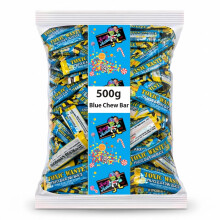 500g Toxic Waste Blue Raspberry Sour Chew Bars - Small Nuclear Sludge Tangy Chews