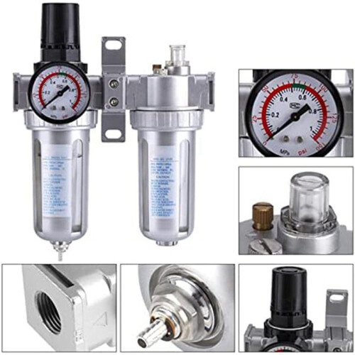 2X Lufttrycksregulator, Luftkompressorfilterregulator, SFC300 3/8 Fuktfällningsrengöringsseparator